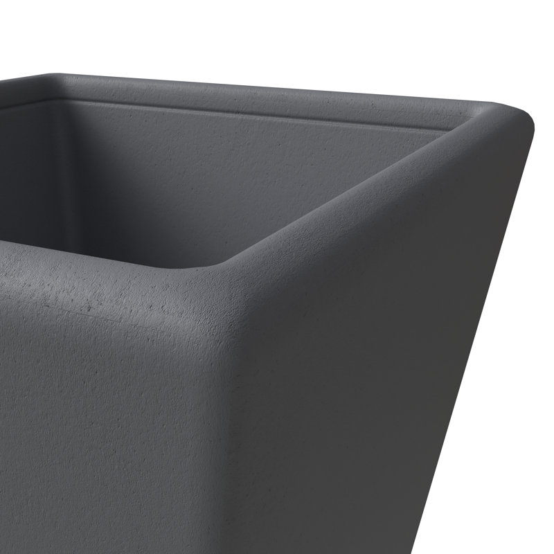 Malyna 4-Piece Tapered Square Planter Pot - Fiberstone MGO Clay with Drainage and Drill Holes for Indoor/Outdoor Use