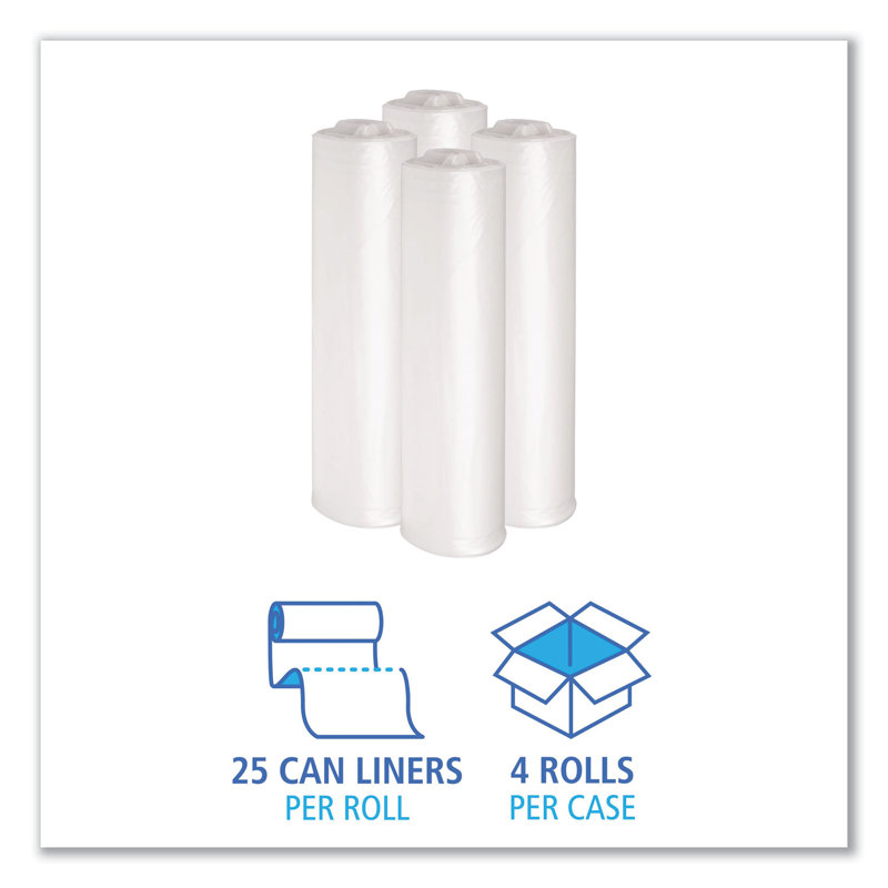 Plastic Trash Liners - 100 Count, 39" H x 33" W x 4.875" D