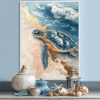 Colaluca, tortues dorées sur la plage II - tortue, art mural