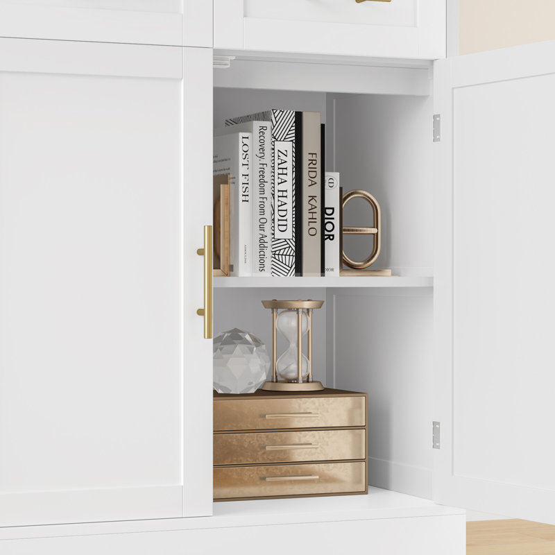 59.3" Wide Buffet Cabinet with Spacious Storage Cabinets, Modern 4-Drawer Sideboard Buffet, Wide Body Dining Room Buffet (Upgraded)