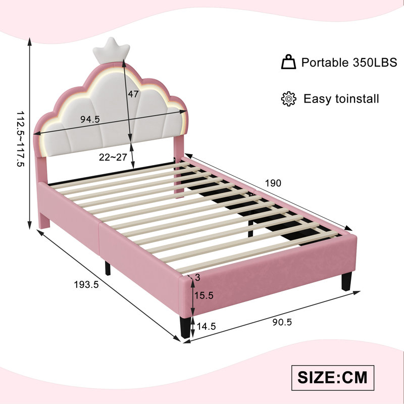 Torfred Princess Bed With LED Light, Single (3')