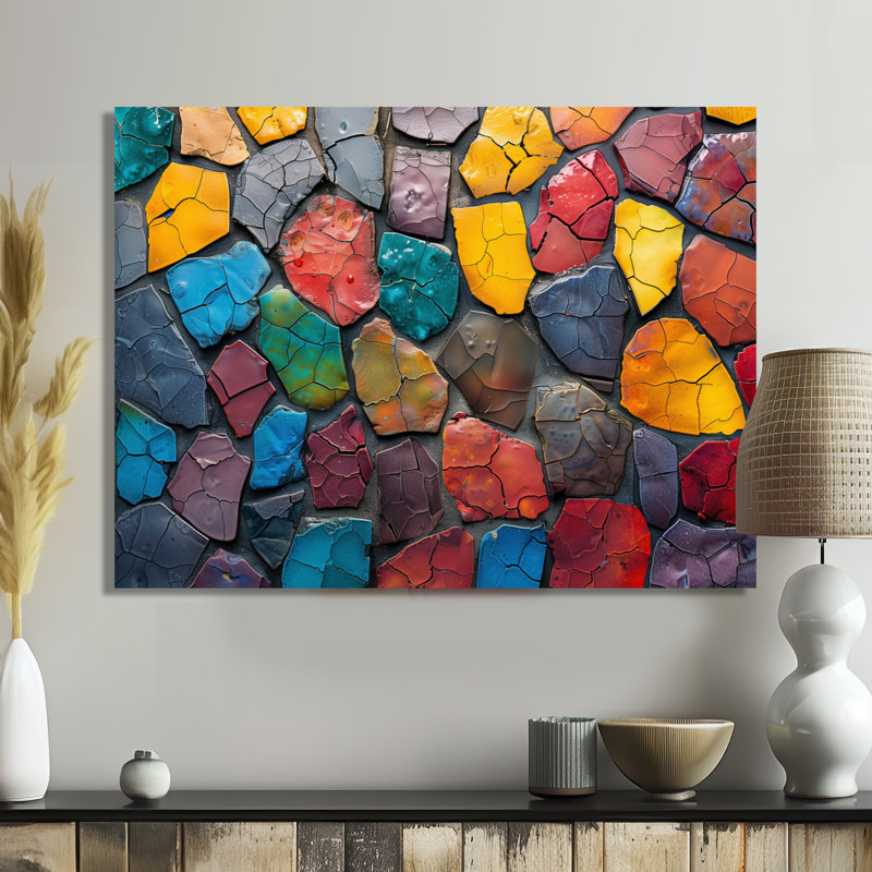 Carreaux de mosaïque colorés, beauté I - Boho, H 34 po x l 44 po, Toile tendue