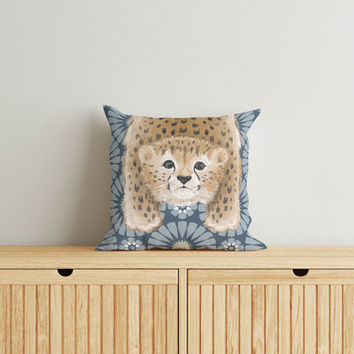 Lil Lying Leopard Tile Slate Throw Pillow