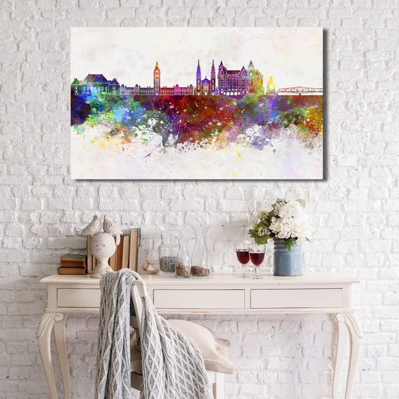 Impression d’art graphique sur toile tendue ottawa skyline, H 18 po x l 30 po x P 1 po