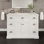 Meuble-lavabo avec comptoir en quartz blanc Carrara et lavabo encastré en porcelaine encastré Didomenico