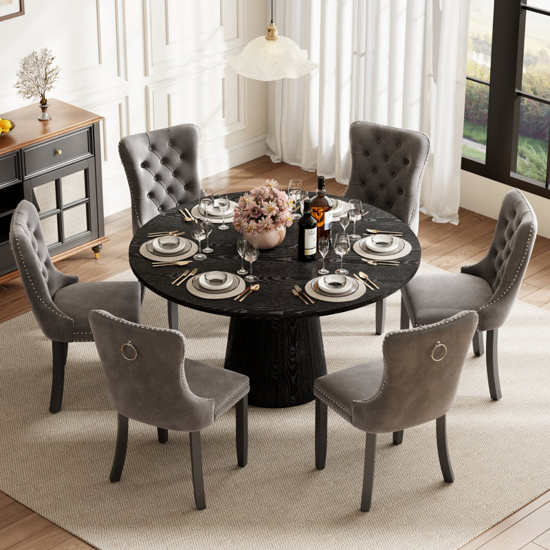 Ensemble de table de salle à manger ronde avec 4 chaises capitonnées rembourrées, ensemble de table de salle à manger de style Mid-Century pour coin-repas de cuisine