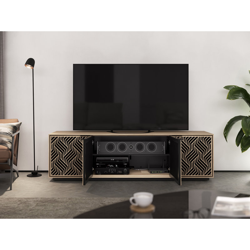 Elements - Cabinet with Rolling Plinth Base - Weave Door, Washed Oak