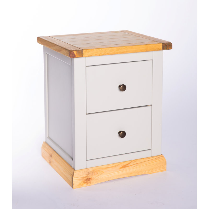 Emmert 45 cm W Bedside Table, Grey/Wood, Brass