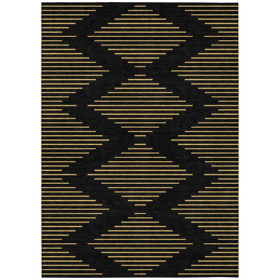 Norelia Black Washable Indoor-Outdoor Rug - 