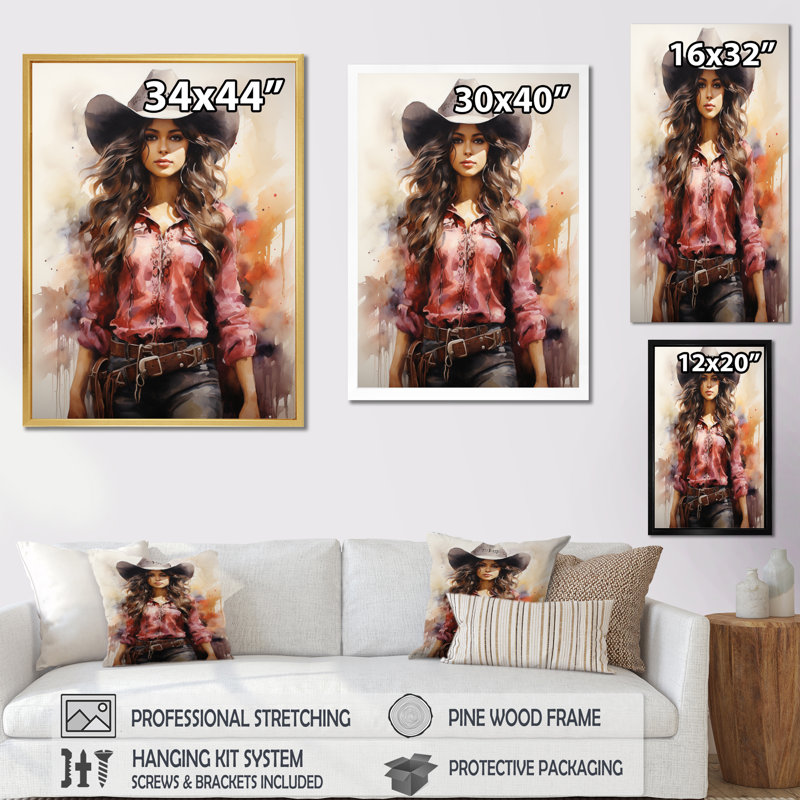 «Yuliza Cowgirl Rodeo Queen», reproduction sur toile, H 20 po x l 12 po x P 1 po, Cadre photo noir