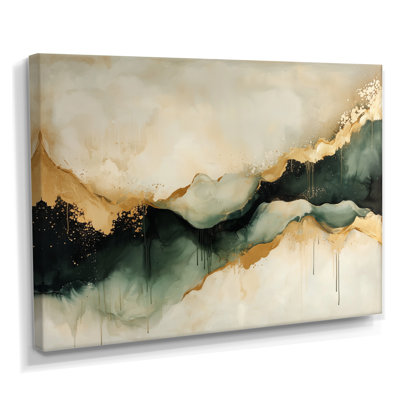 Abstract Liquid Ink Divide Fight Of Emerald III - Abstract Liquid ink Wall Art