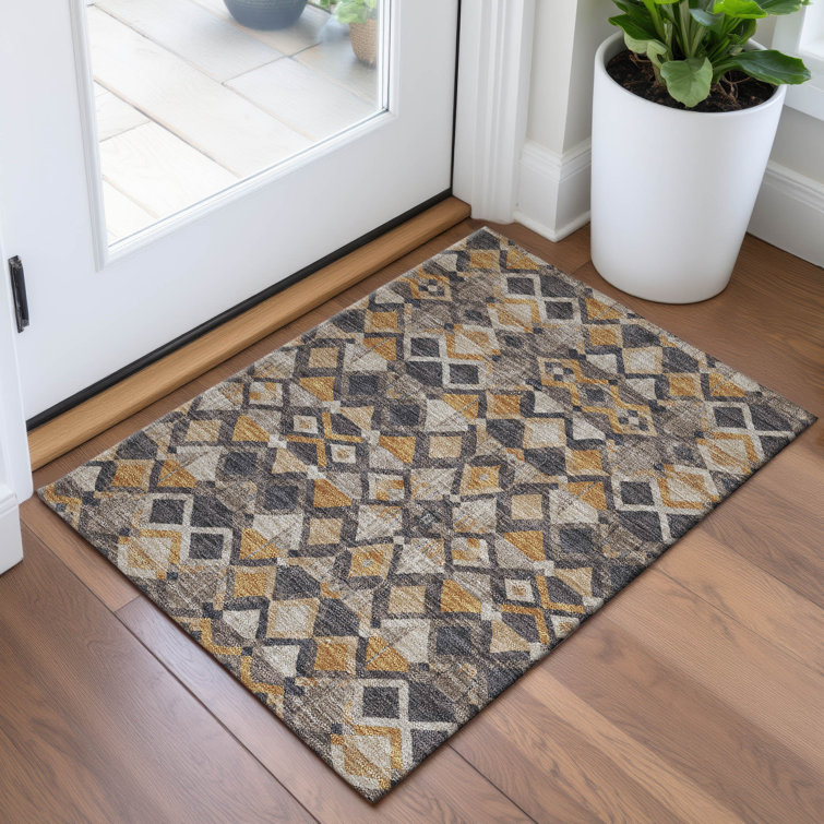 Premium Machine Washable Kumbhar AMF1308 Geometric Rug