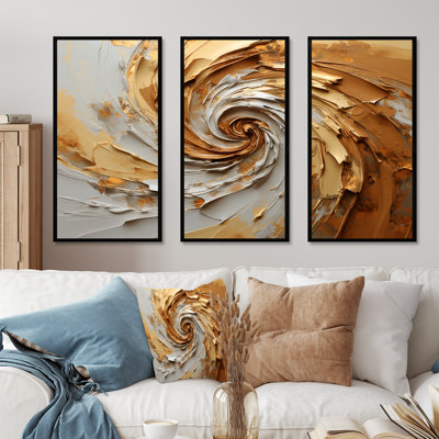Brown Gilded Mocha Spiral I - Abstract Spirals Wall Art Set
