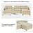119" L-Shaped Oversized Corduroy Modular Sectional Sofa With 1 Ottoman And Multi Functional Console, 4-Seater Upholstered Couch With Usb And 2 Cup Holder,-910930101