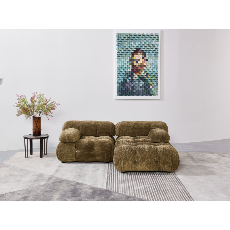 Upholstered L-Shaped Sectional Reversible, Golden Brown Chenille
