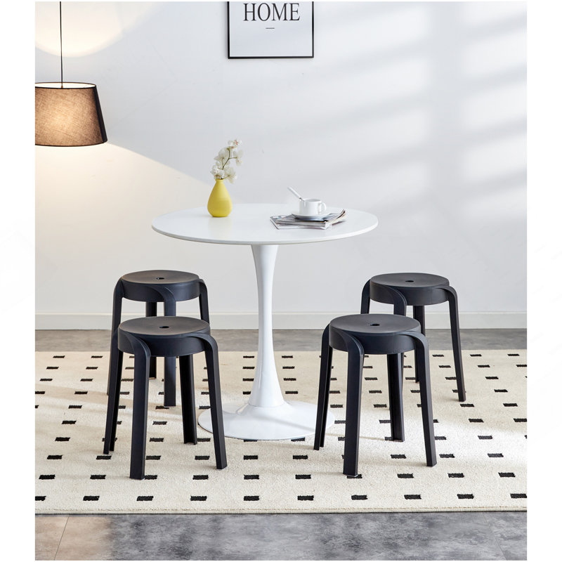 Paquet de 4 tabourets de salle de classe empilables, Noir
