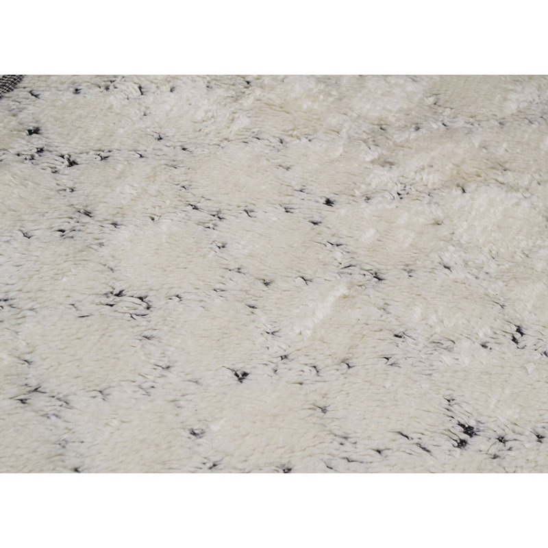 Hand-Knotted High-Quality Ivory and Black Area Rug