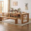 Table de salle à manger en bois massif de style français.-110081328