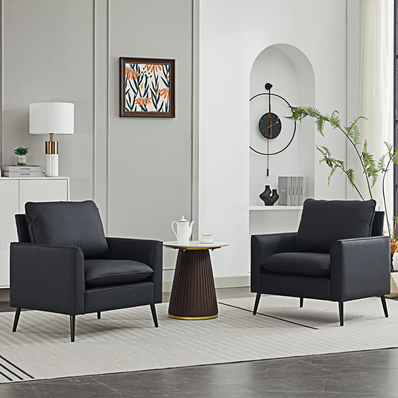 Ensemble de 2 fauteuils rembourrés, Noir