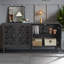 Armoire de rangement antique à 4 portes avec tablettes réglables et sculptures florales-17868097