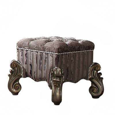 Antique Platinum Vanity Stool With Nailhead Trim