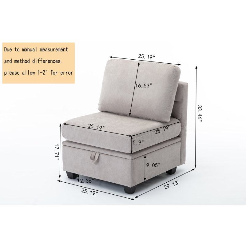 Toxi Upholstered  Armless Side Chair, Light Gray 100% Polyester