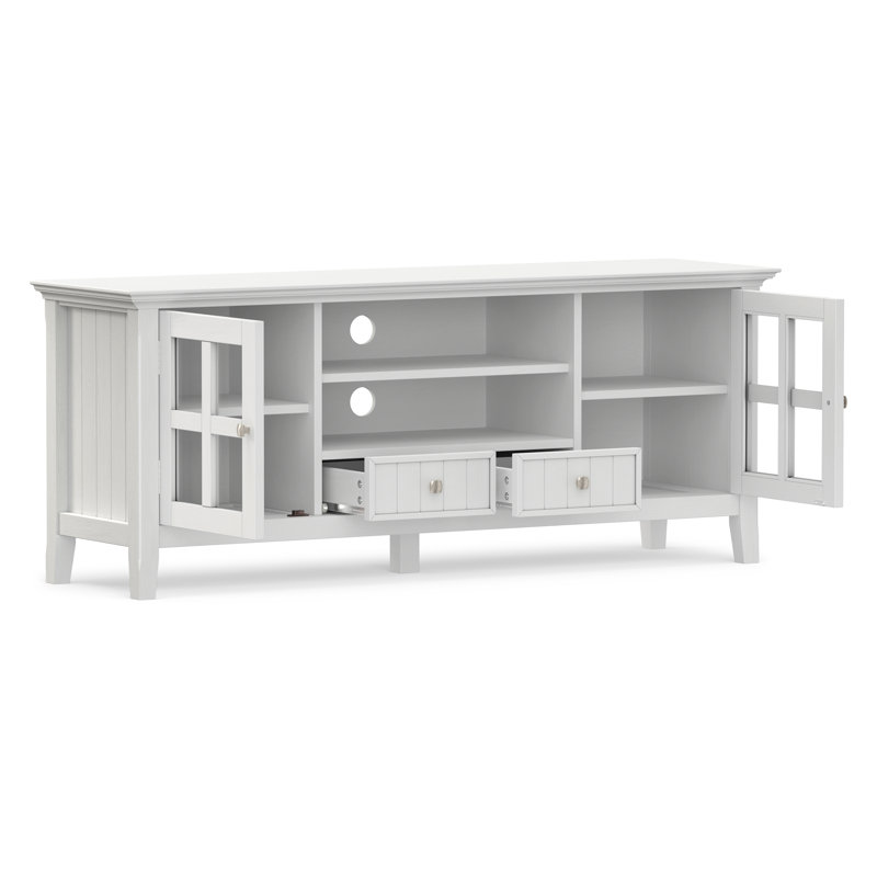 Meuble télé en bois massif Acadian, Blanc
