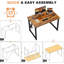 100 x 50 x 75 cm Study Writing Small Desks,Industrial Design Black Desk Metal Frame, Rustic Brown