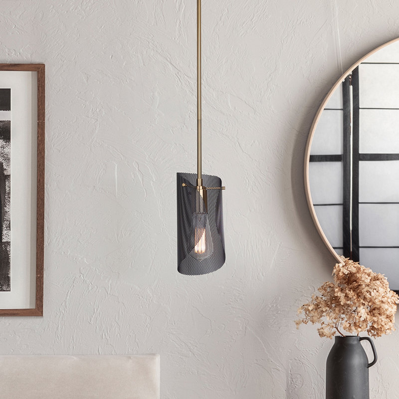 Echol 1 - Light Black/Gold Cylinder Pendant