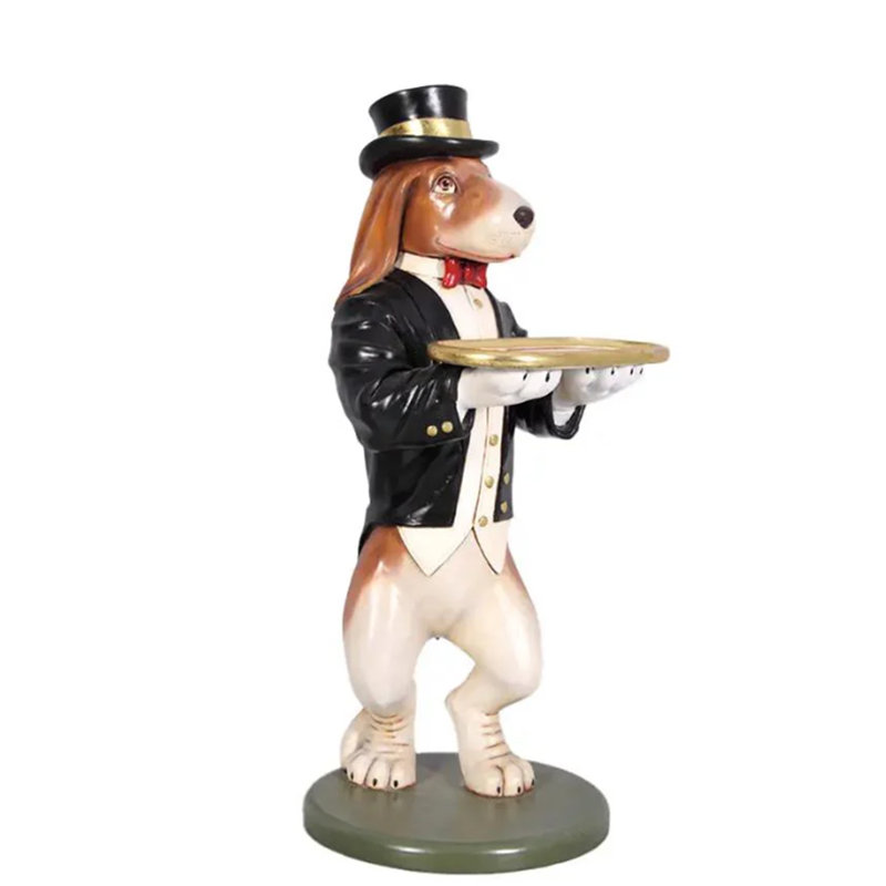 Grande statue de chien majordome Beagle
