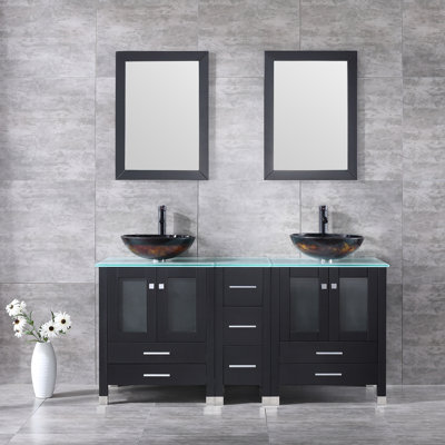 Roode 61.5" Double Bathroom Vanity Set with Mirror