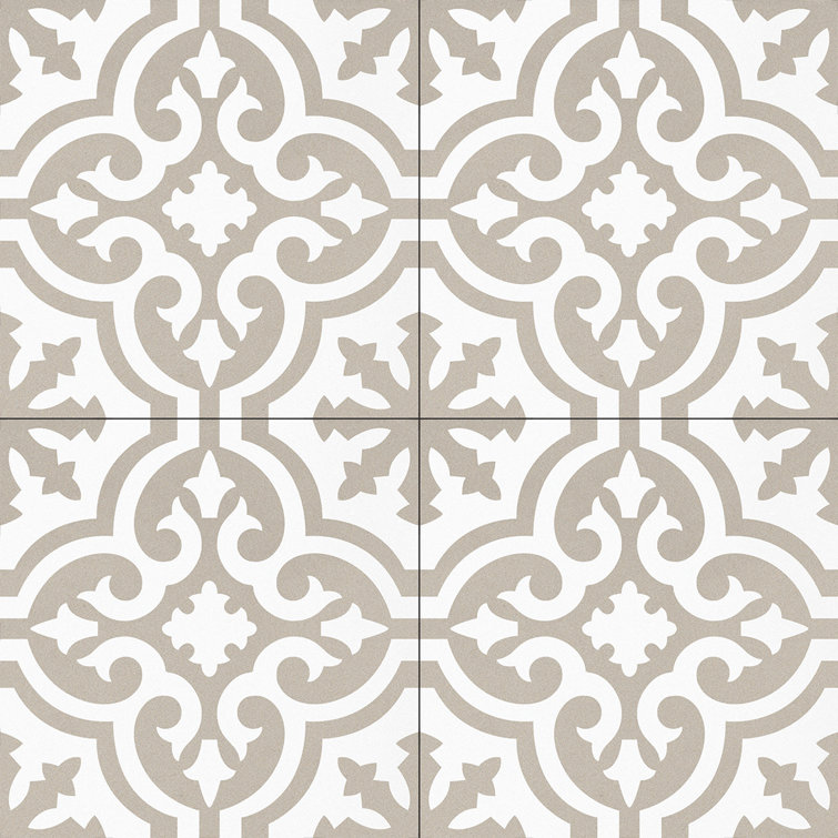 Bliss Eclectic Beige 8-in. Encaustic Spanish/Moroccan Patterned Matte Porcelain Wall and Floor Tile