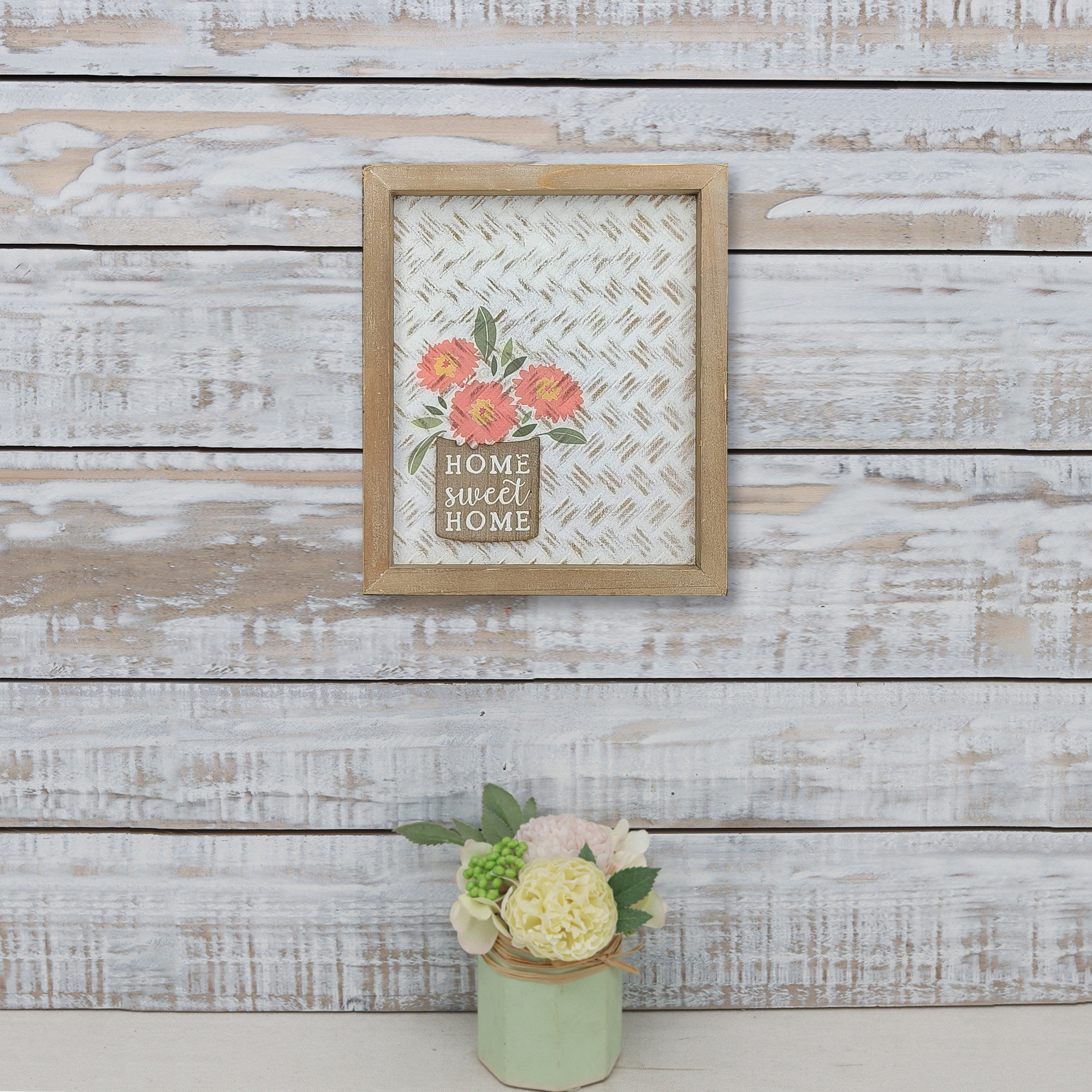 Gracie Oaks Home Sweet Home Floral Accent Wood Wall Décor | Wayfair