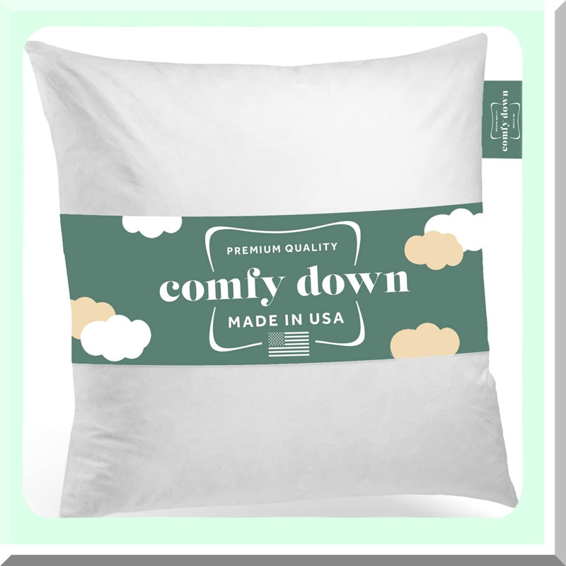 Luxury Down Feather Square Pillow Insert - Decorative Throw Pillow - Cover - 233 Thread Count - Single Pack