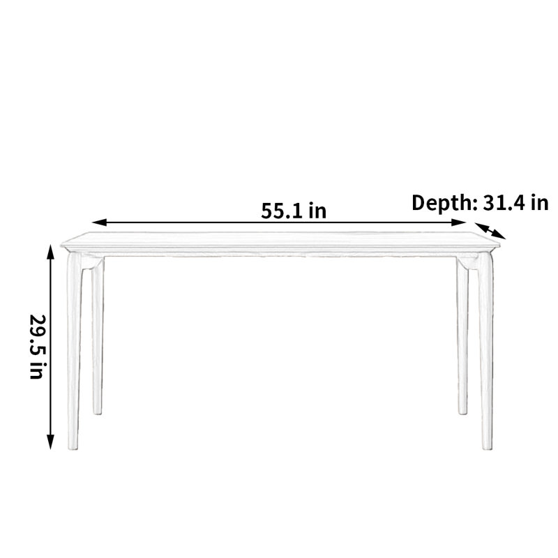 Table de salle à manger rétro et moderne, H 29,5 po x L 55,1 po x l 31,4 po
