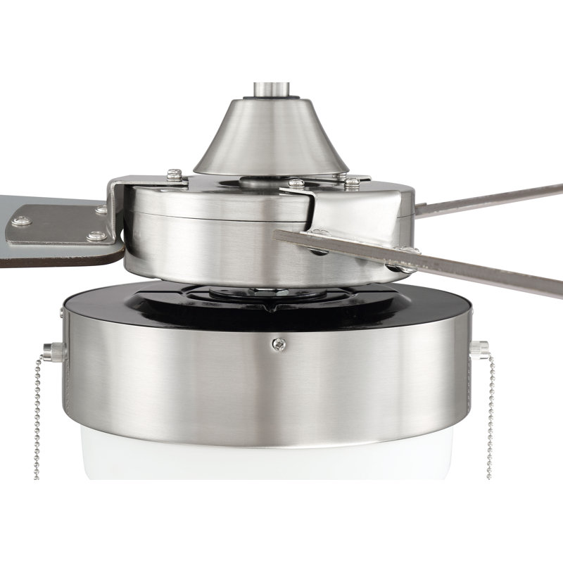 Intrepid 52'' Ceiling Fan with Light Kit, Brushed Polished/Silver/Walnut