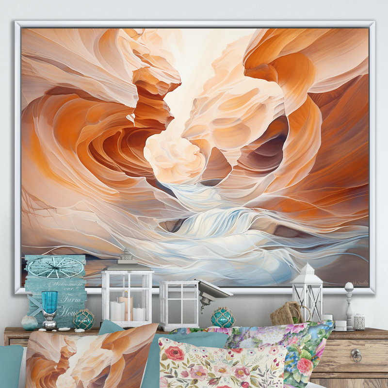 Canyon Antelope, art liquide III sur toile, H 34 po x l 44 po, Cadre flottant blanc