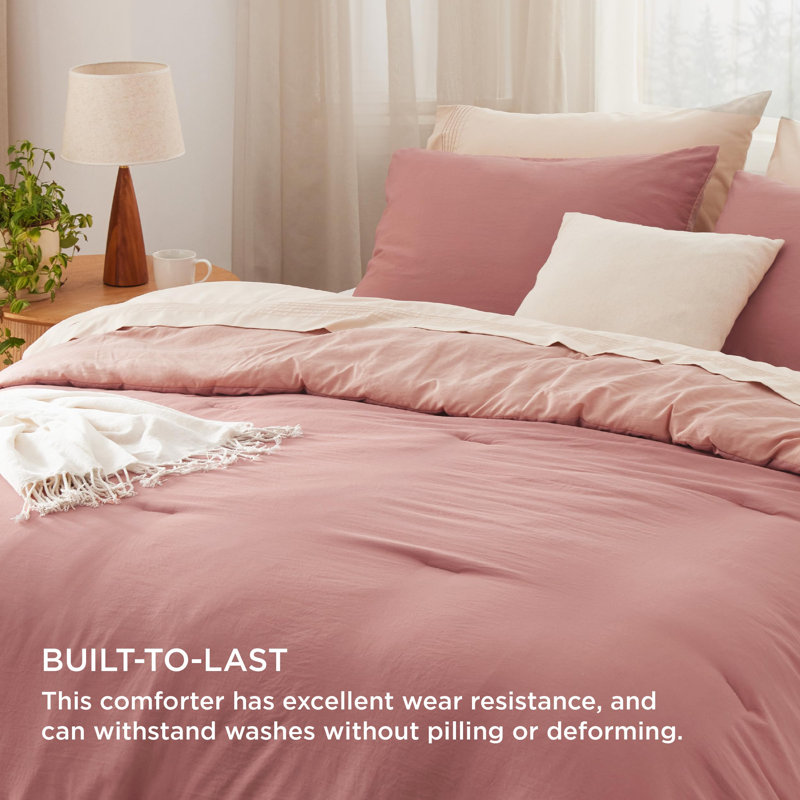 Bedsure Reversible Prewashed Comforter Set, Twin Comforter + 1 Standard Pillowcase, White/Gray