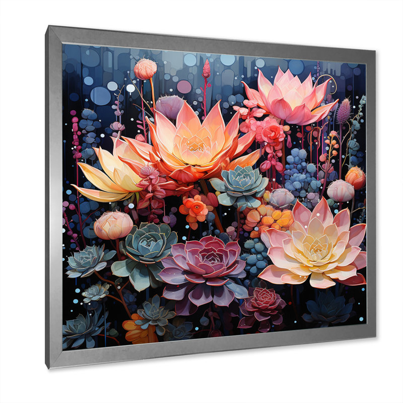 " Pink Succulent Pink Serenade II ", Silver Single Picture Framed, 30" H x 30" W x 1" D