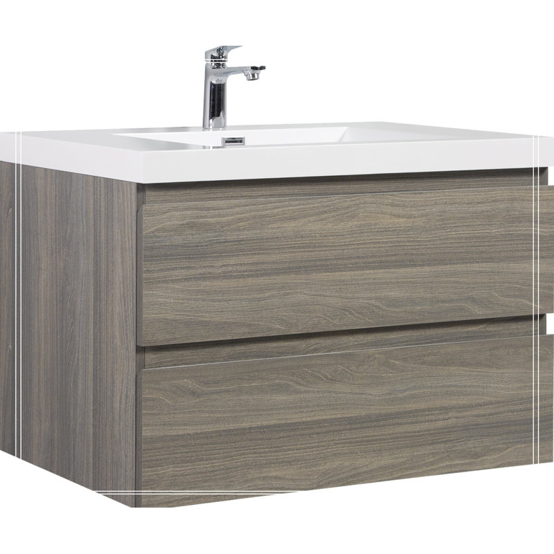 Meuble-lavabo mural 36 po, Gris
