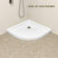 Base de douche ronde en acrylique 36 po x 36 po avec drain décalé, plancher texturé antidérapant et bride de carrelage intégrée, blanc