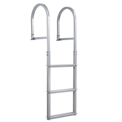 3-Step Aluminum Dock Stairs, 500lbs Load Pontoon Boat Ladder with Handrails, Widen Non-Slip Pedals Adjustable Marine Steps for Pool, Lake, RV, House and Dock Boarding