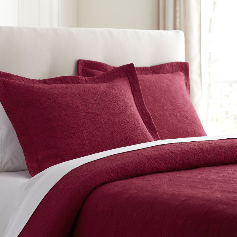 Home Matelasse Cotton Sham, Standard, Red