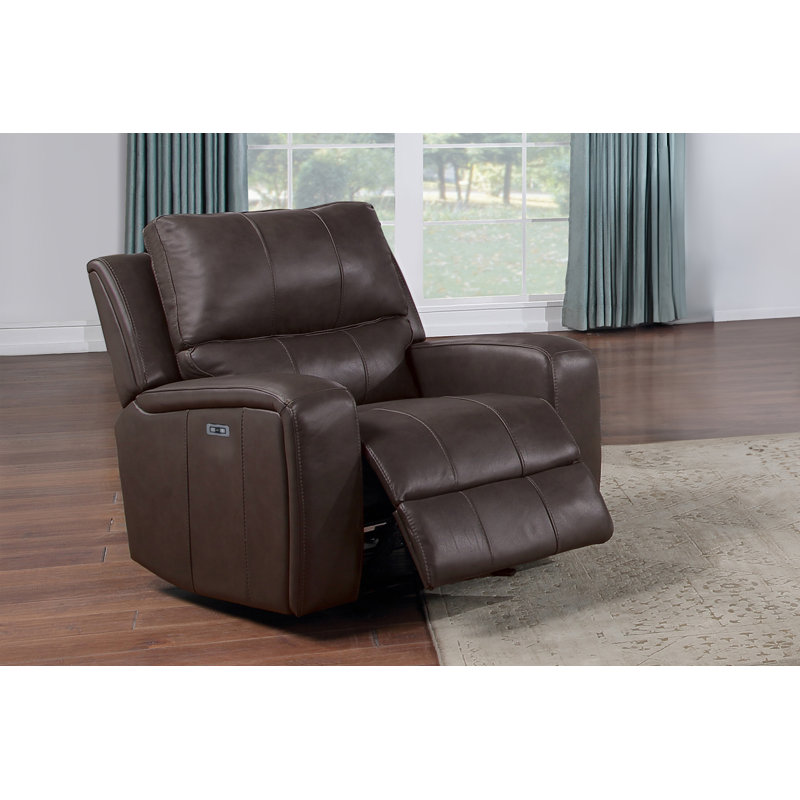 Joela Leather Glider Recliner, Brown, Power - Push Button