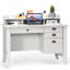 Bureau d'ordinateur rétro avec 4 tiroirs et tablettes-95849771