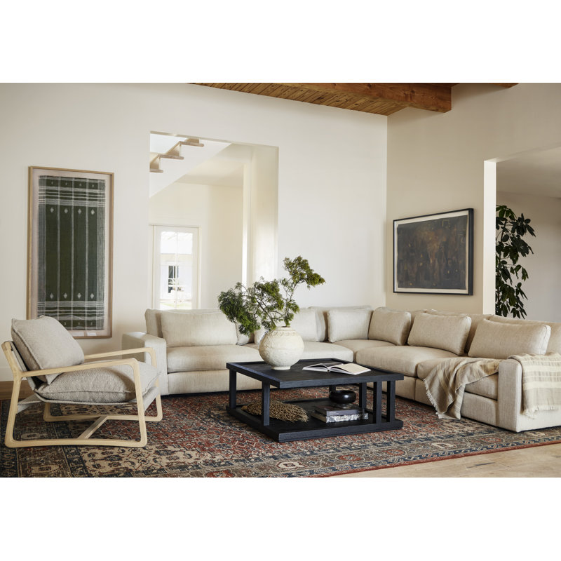Charley Solid Wood Coffee Table, Drifted Matte Black Veneer