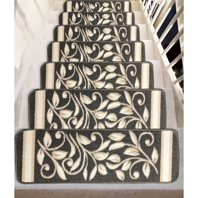 Tapis d'escalier antidérapant Doli, gris, Ensemble de 7