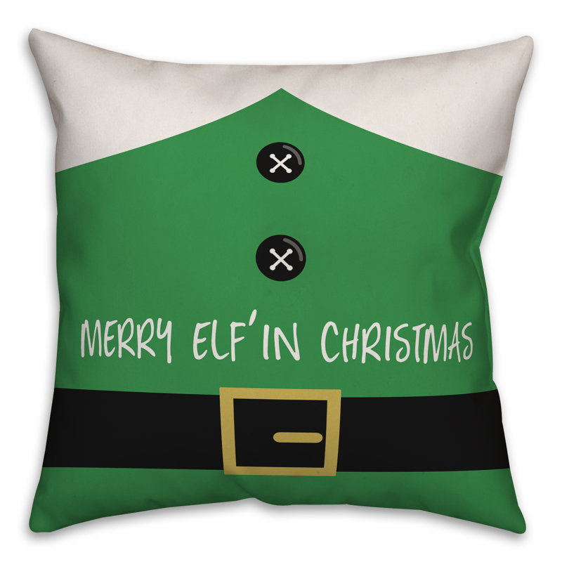  Housse de coussin Merry Elfin Christmas, 18 po x 18 po