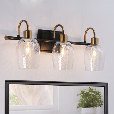 Aedan 3-Light Dimmable Vanity light with Hammered Glass Shades