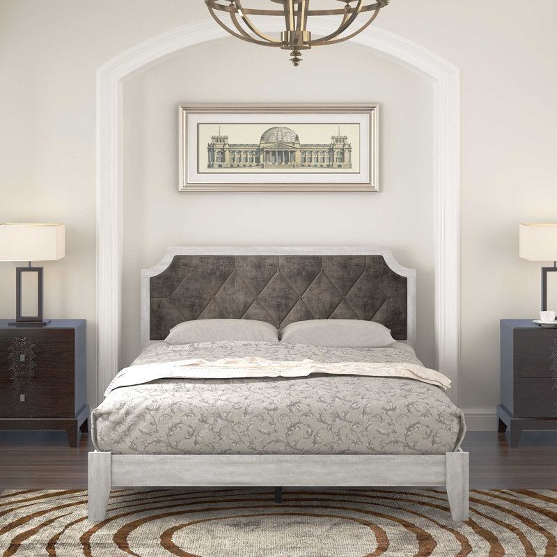 Isenbert Queen Platform Bed with Headboard, Dusty Gray